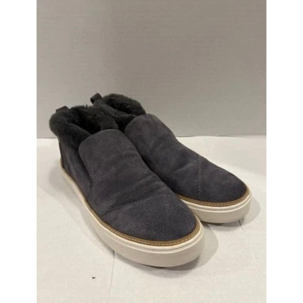 TOMS Women's Paxton Gray Suede Faux Fur Lined Slip-On Sneaker Boots